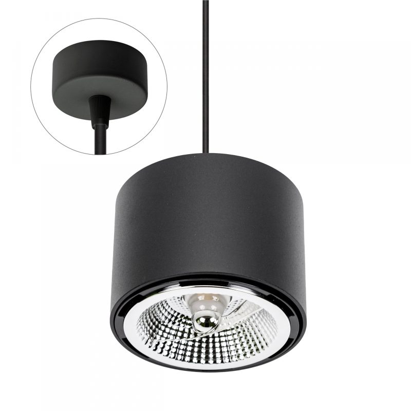 Spectrum LED CHLOE AR111 SUSPENDED GU10 250V IP20 120X85MM BLACK ROUND FIXED ROUND BASE 1,5M CABLE