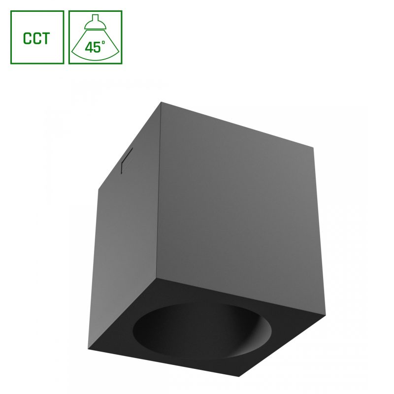 Spectrum LED CHLOE COMPLETE SURFACE 7W CCT 230V 45ST IP20 UGR<19 FI90X100MM BLACK SQUARE