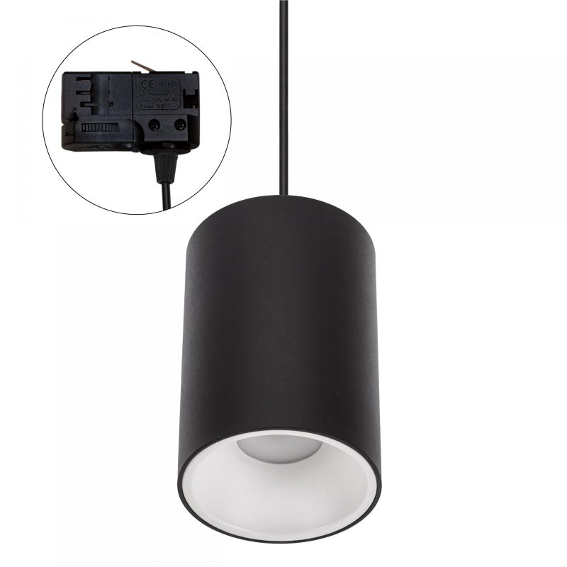 Spectrum LED CHLOE ELEMENTO 3 PHASE TRACK MOUNTED GU10 250V IP20 FI95X138MM BLACK ROUND