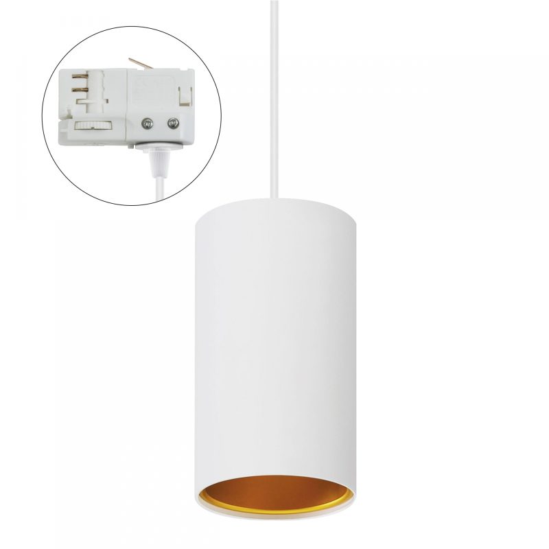 Spectrum LED CHLOE GU10 3 PHASE TRACK MOUNTED GU10 250V IP20 70X128MM WHITE GOLD TUBE FIXED