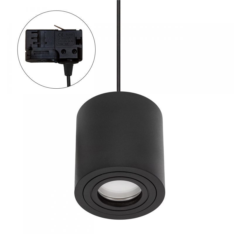 Spectrum LED CHLOE GU10 3 PHASE TRACK MOUNTED GU10 250V IP65 90X97MM BLACK ROUND FIXED