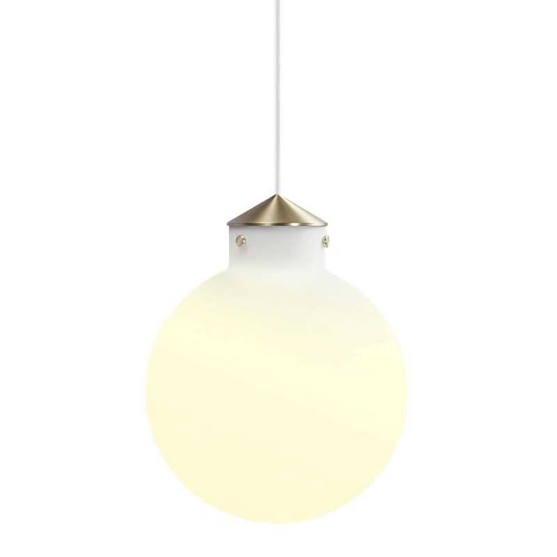 Nordlux Grant 25 Pendelleuchte opalweißes Glas Messing E27 Ø30 cm