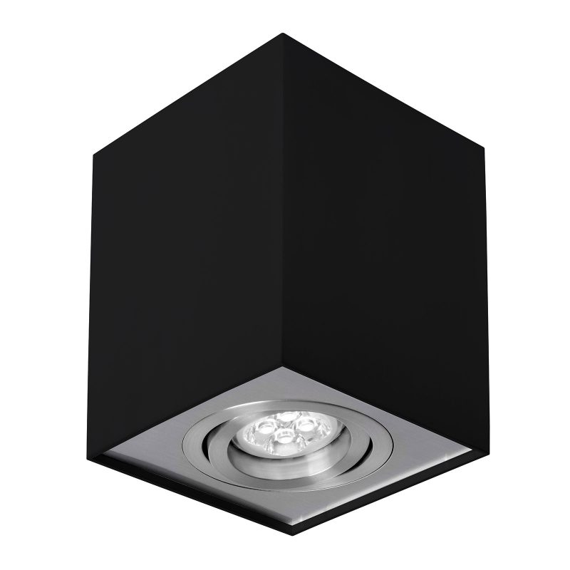 Spectrum LED CHLOE GU10 IP20 SQUARE BLACK/SILVER ADJUSTABLE SPOT
