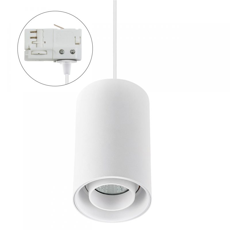 Spectrum LED CHLOE GU10 SPOT 3 PHASE TRACK MOUNTED GU10 250V IP20 80X130MM WHITE ROUND ADJUSTABLE