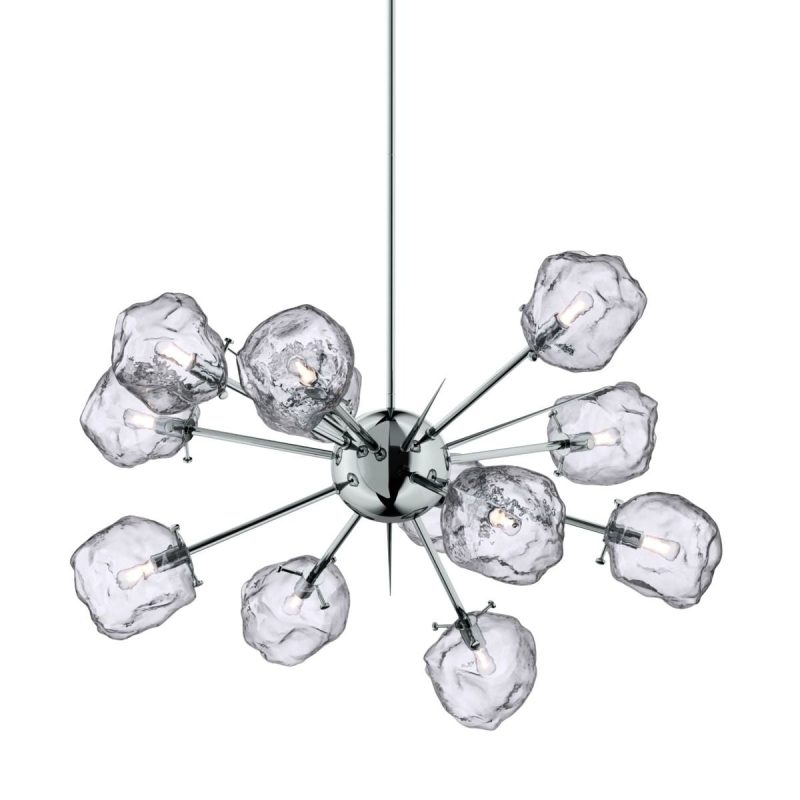Lampadario Rock a stella 12 bracci G9 cromo con vetro
