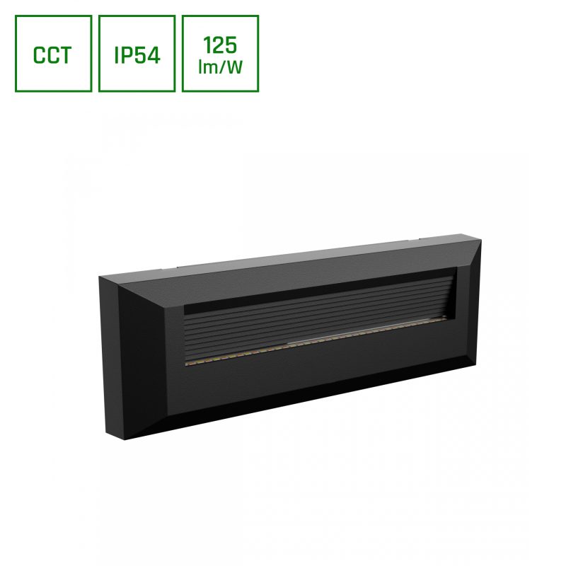 Spectrum LED ENCANTA ASYMMETRIC 6W CCT 230V IP54 230x80x30MM BLACK SURFACE FACADE LAMP