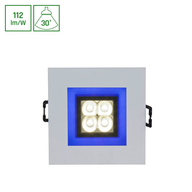 Spectrum LED FIALE 4LED 4X1W 30DEG 230V SQUARE CW LED SPOT BLUE FRAME