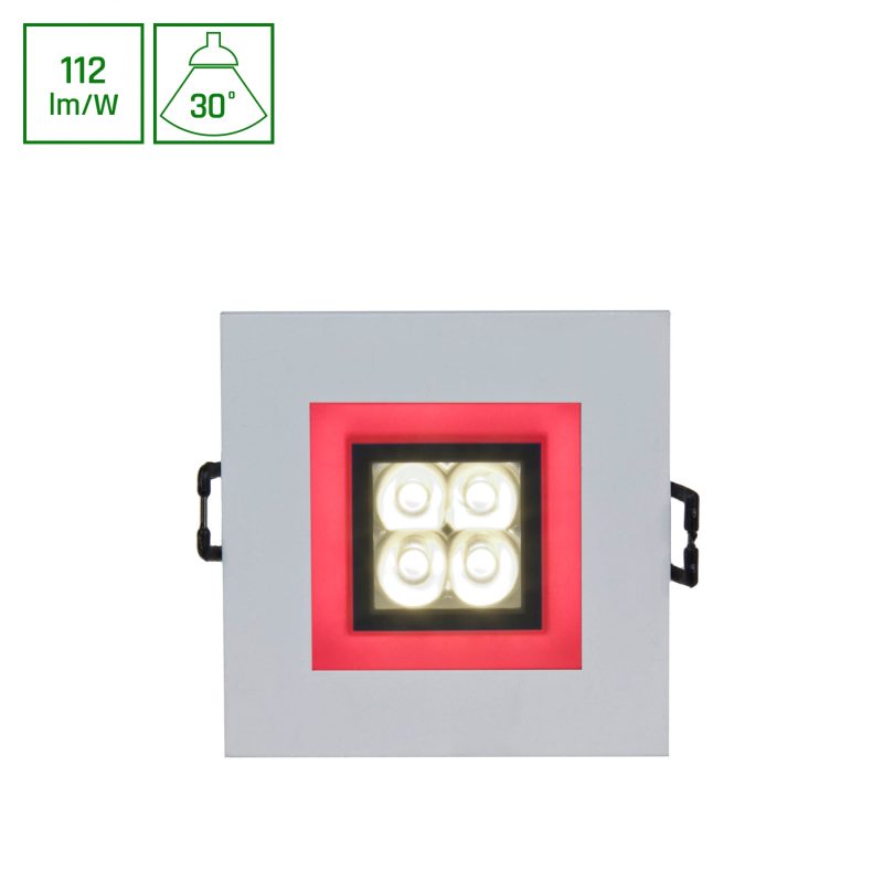 Spectrum LED FIALE 4LED 4X1W 30DEG 230V SQUARE CW LED SPOT RED FRAME