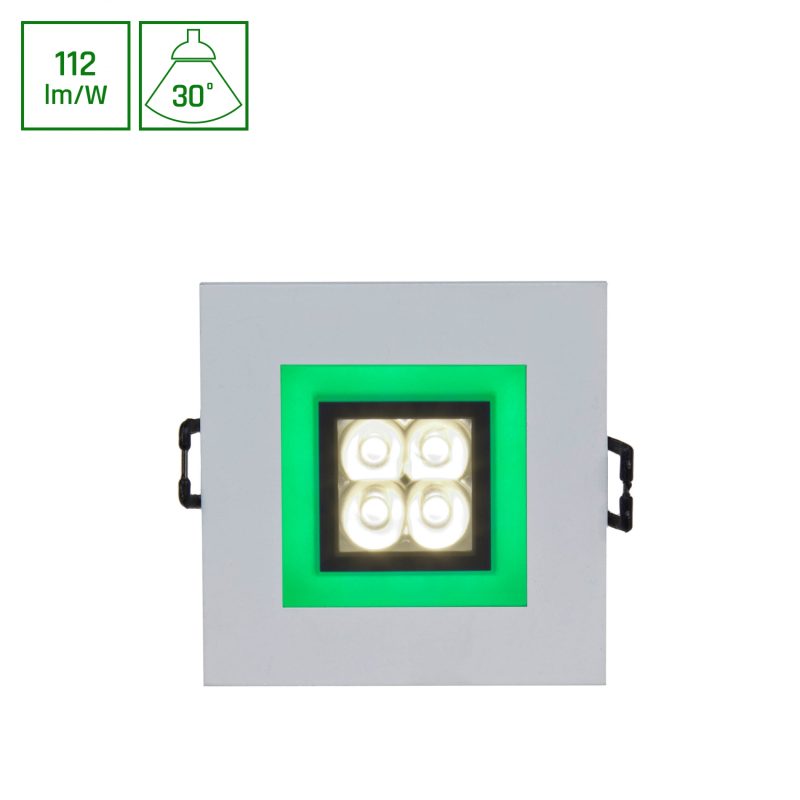 Spectrum LED FIALE 4LED 4X1W 30DEG 230V SQUARE WW LED SPOT GREEN FRAME