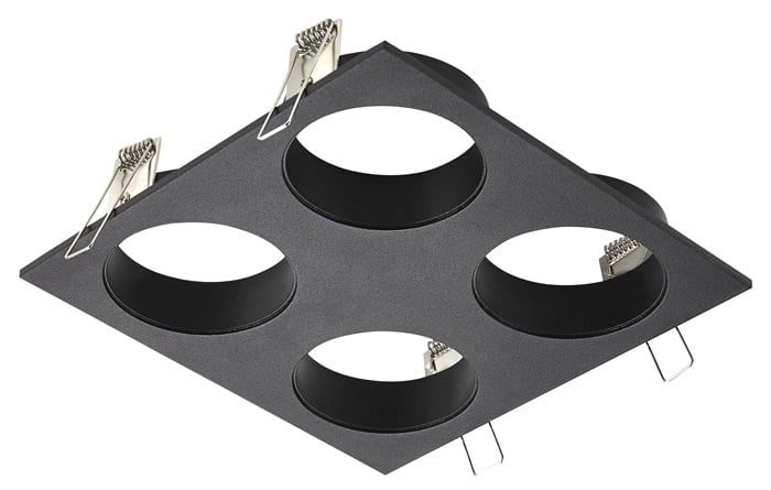 Fantasia Zoom quadratischer Einbauspot für 4 GU10-Spots, schwarz Aluminium