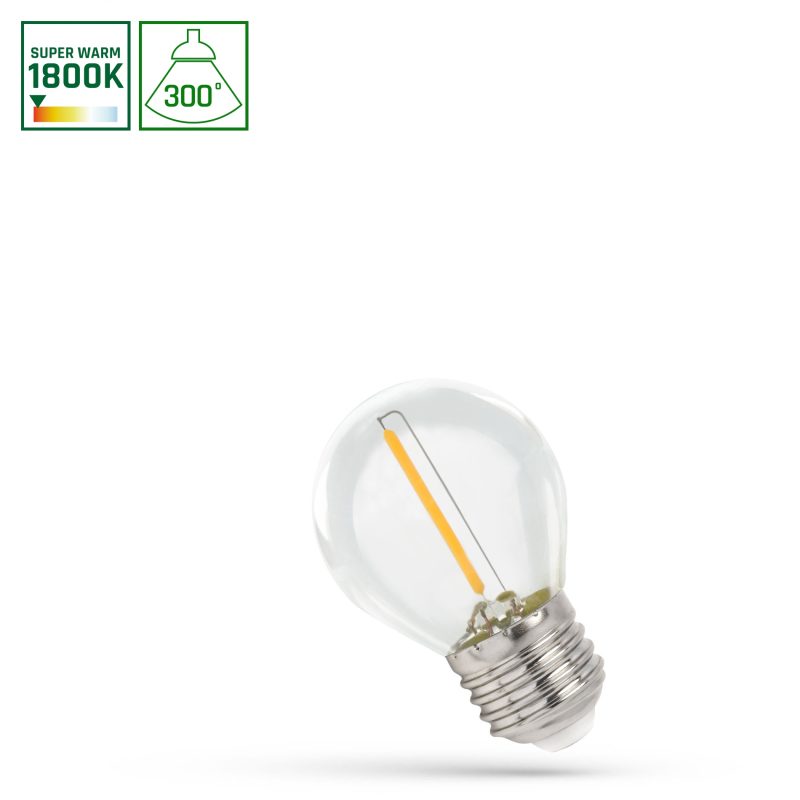 Spectrum LED LED BALL E-27 230V 1W COG 1800K CLEAR SPECTRUM