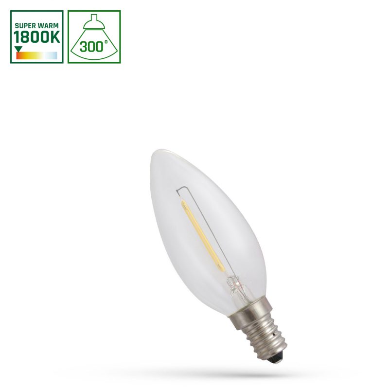 Spectrum LED LED CANDLE E-14 230V 1W COG 1800K CLEAR SPECTRUM
