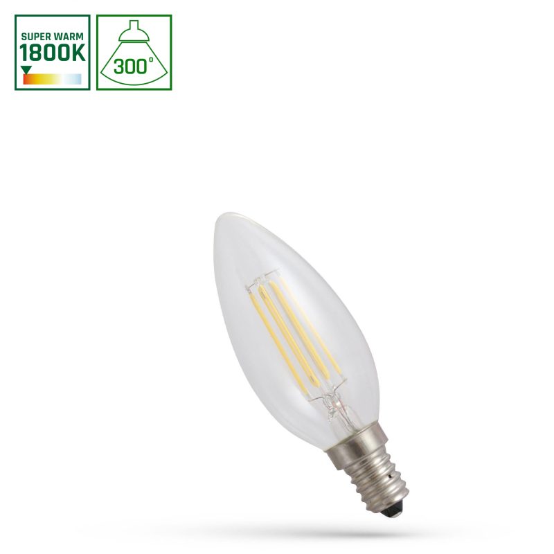 Spectrum LED LED CANDLE E-14 230V 6W COG 1800K CLEAR SPECTRUM