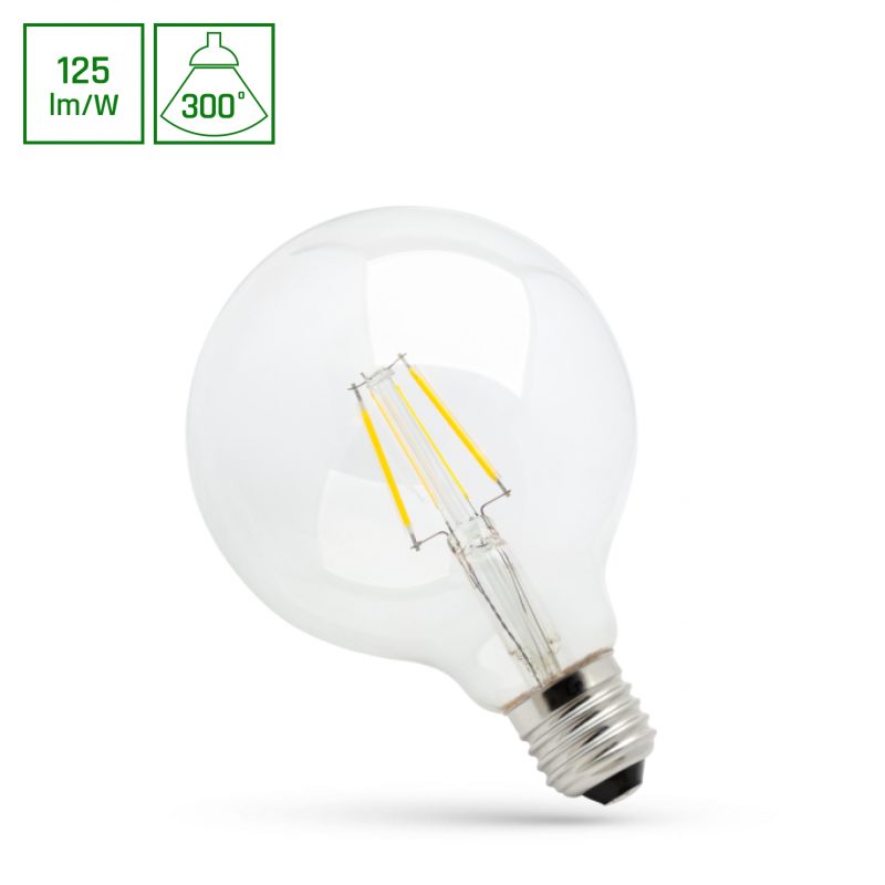 Spectrum LED LED GLOB G125 E-27 230V 8W COG WW CLEAR SPECTRUM
