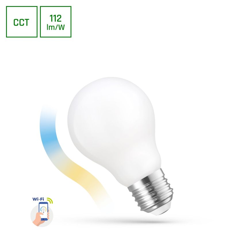 Spectrum LED LED GLS A60 5W COG 230V CCT+DIM MILKY WI-FI