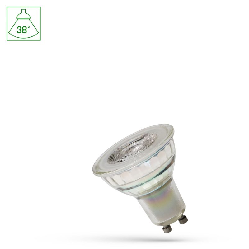 Spectrum LED LED GU10 230V 5,5W SMD GLASS 38DEG WW WITH LENS DIMMABLE