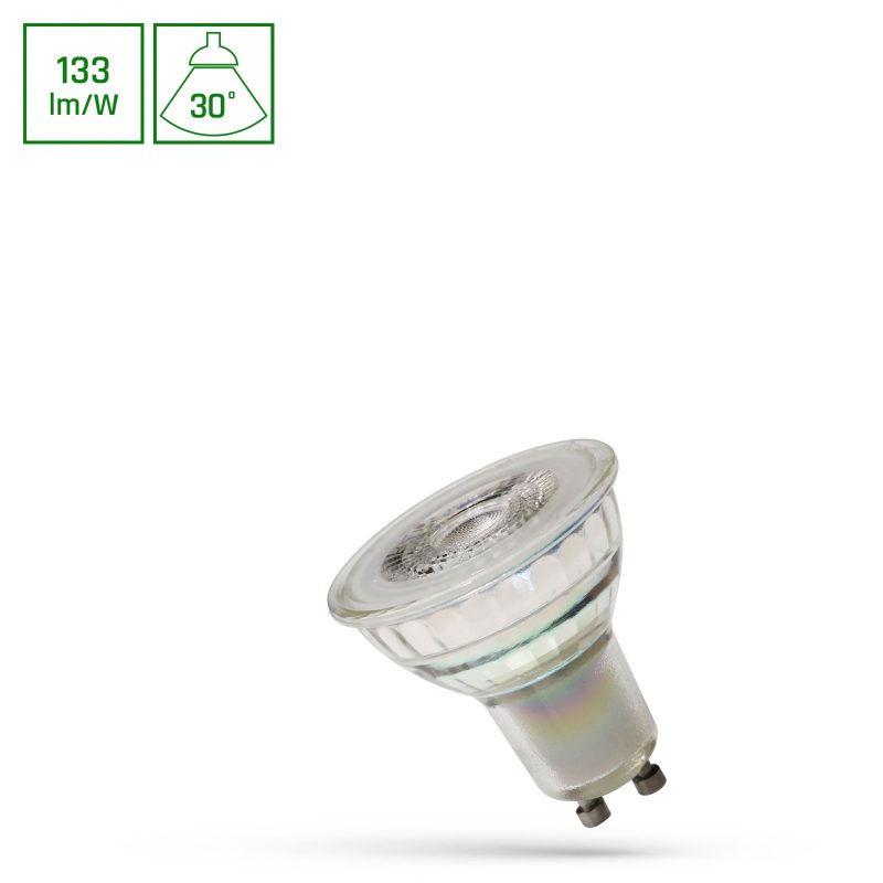 Spectrum LED LED GU10 230V 7,5W SMD 30DEG NW GLASS w/ LENS SPECTRUM PREMIUM