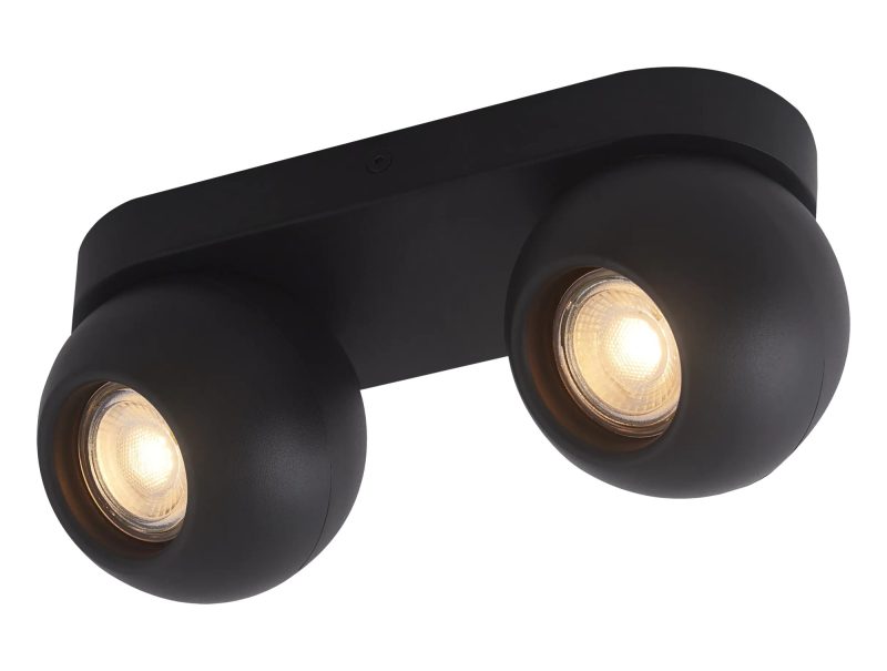 Fantasia Triton plafondspot 2-lichts richtbaar zwart aluminium GU10 excl.