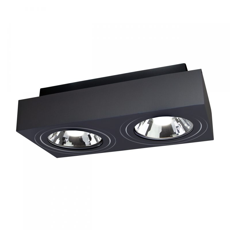 Spectrum LED MIRORA AR111 X2 SURFACE GU10 250V IP20 293X145X85MM BLACK RECTANGLE ADJUSTABLE SPOT