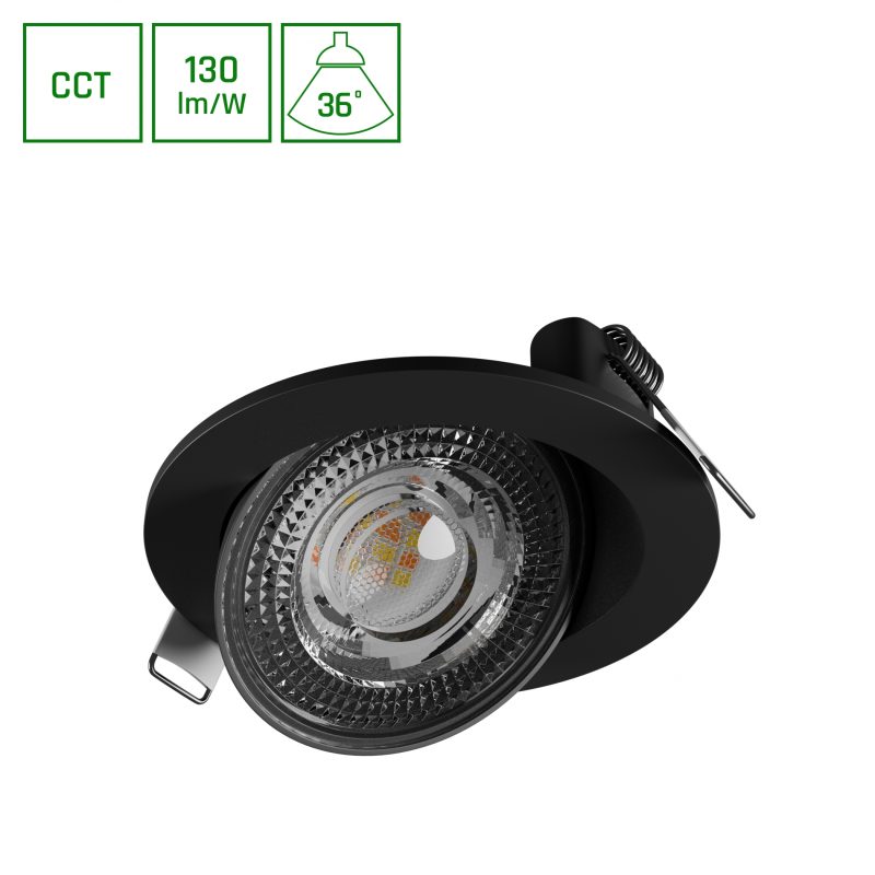Spectrum LED MOBILO LED 6.5W CCT 230V 36DEG. IP20 FI105x35MM BLACK ROUND