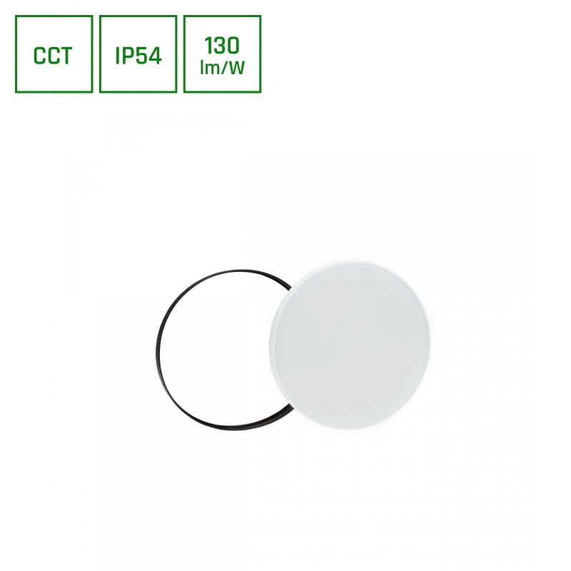 Spectrum LED NYMPHEA BLACK & WHITE RINGS 24W CCT 230V 115DEG IP54 FI320X52