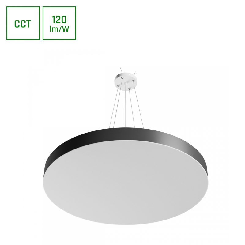 Spectrum LED NYMPHEA OPTIMA BLACK 65W CCT 230V 120DEG IP20 FI600X50MM WHITE BLACK ROUND