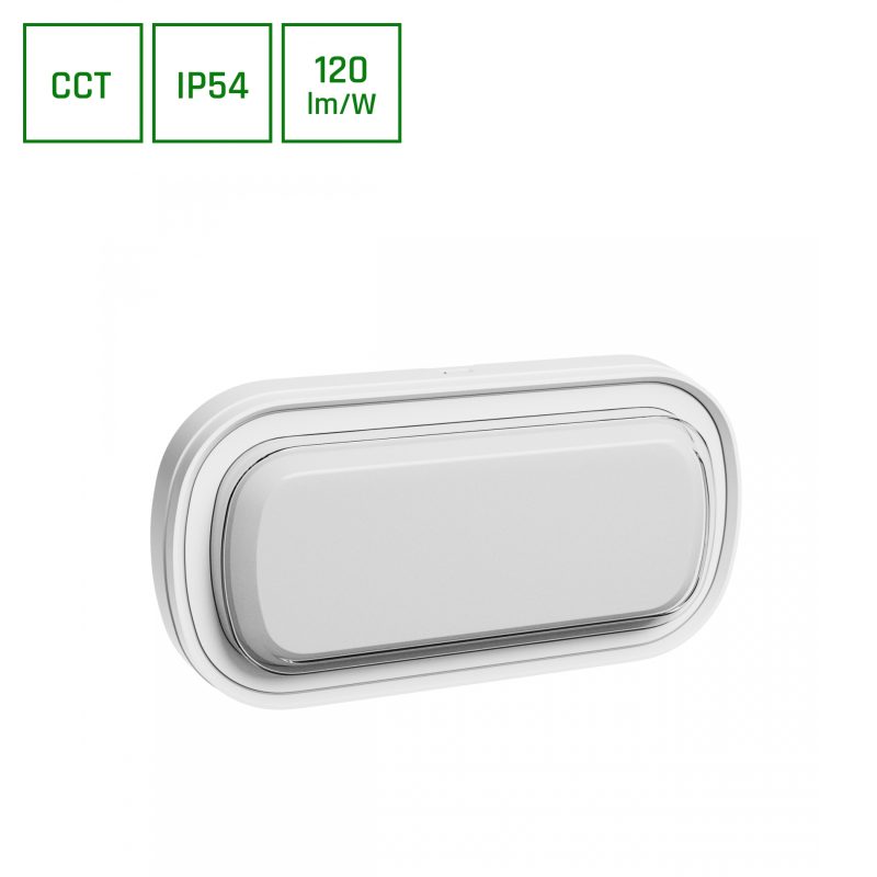 Spectrum LED PASTILO 15W 3CCT 230V 120DEG IP54 IK10 266x137x47mm WHITE OVAL