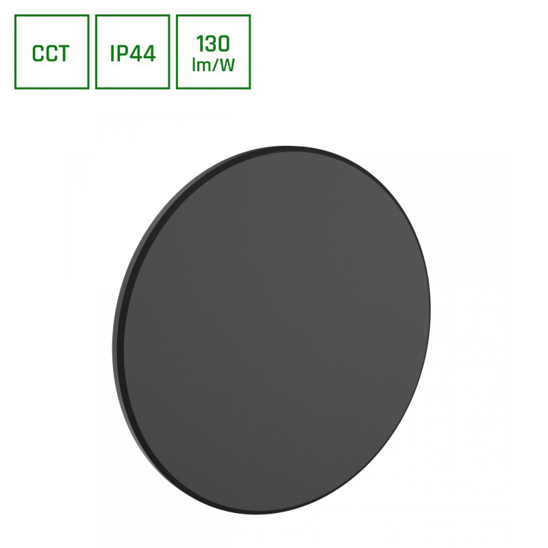 Spectrum LED PIATTA 18W CCT 230V IP44 250x47MM BLACK ROUND FACADE LAMP