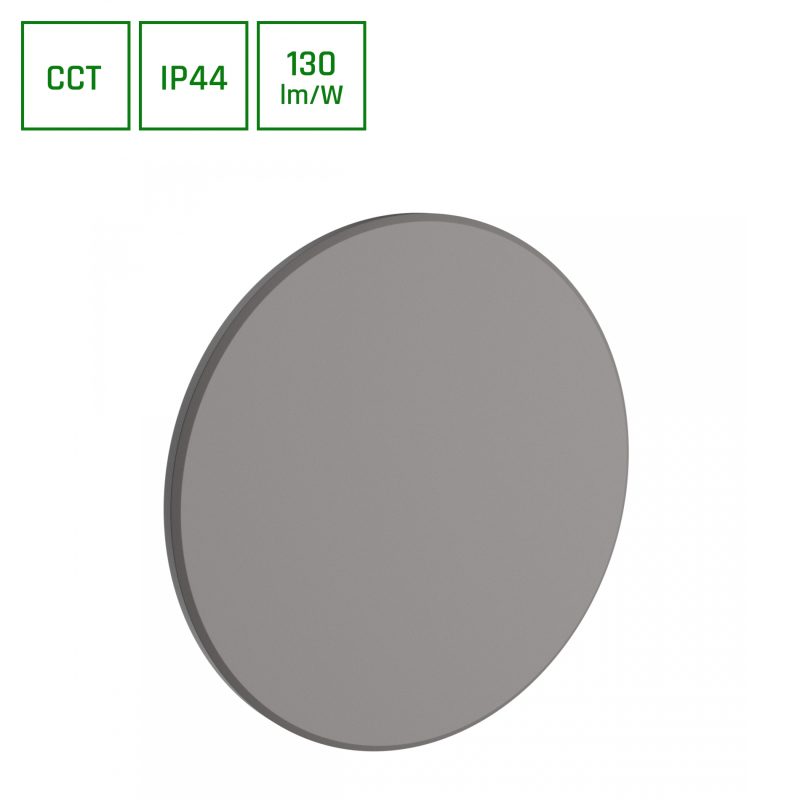 Spectrum LED PIATTA 18W CCT 230V IP44 250x47MM GRAY ROUND FACADE LAMP