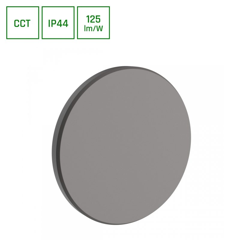 Spectrum LED PIATTA 9W CCT 230V IP44 120x47MM GRAY ROUND FACADE LAMP