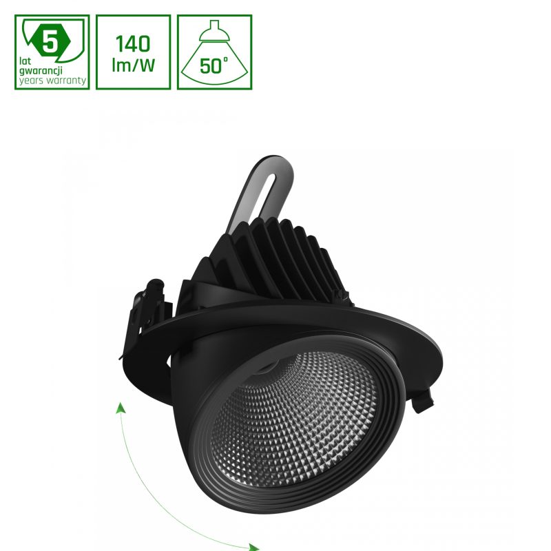 Spectrum LED SAL SILENA 2 830 19W 230V 50DEG BLACK WITH EMERGENCY MODULE