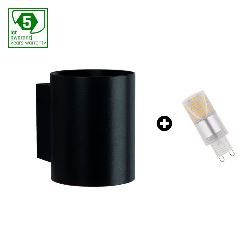 Spectrum LED SET 5Y WARRANTY - SQUALLA G9 TUBE BLACK + LED G9 4W WW