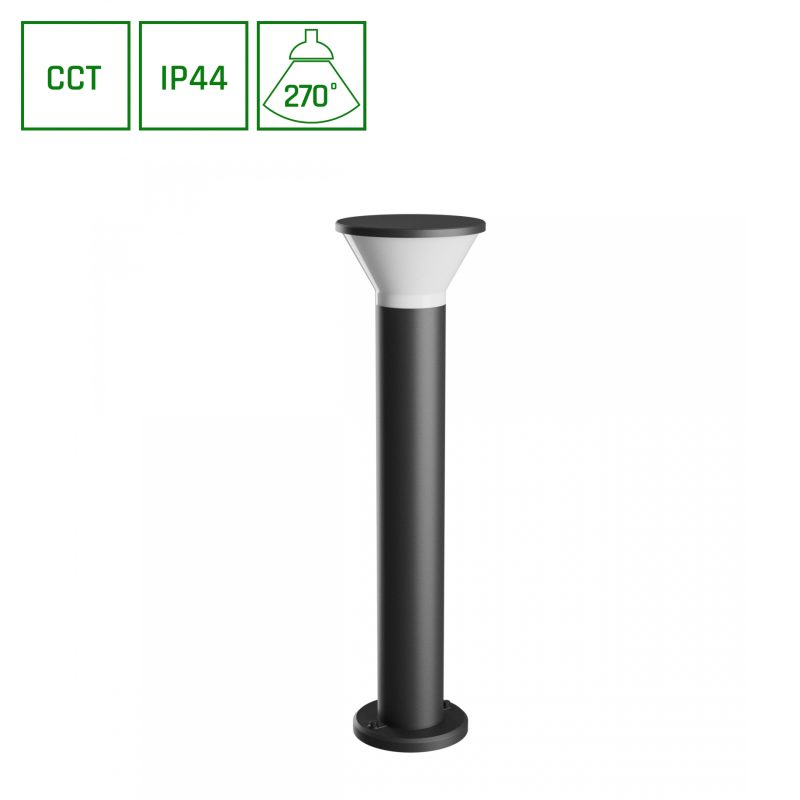 Spectrum LED STELLA ROUND GU10 6W CCT 230V 270DEG IP44 IK08 210X765MM BLACK ROUND