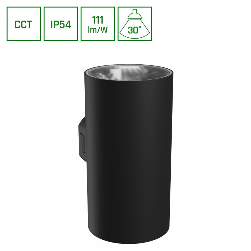 Spectrum LED TORRE 18W CCT 230V IP54 99x78x162MM BLACK ROUND FACADE LAMP