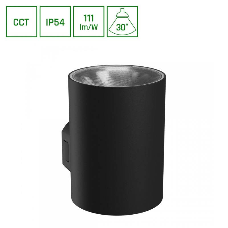 Spectrum LED TORRE 9W CCT 230V IP54 99x78x114MM BLACK ROUND FACADE LAMP
