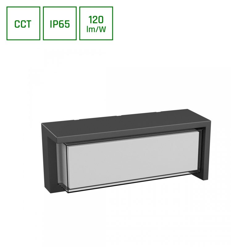 Spectrum LED VERTO BLOCK 20W CCT 230V 160/120DEG IP65 100X130x320MM BLACK