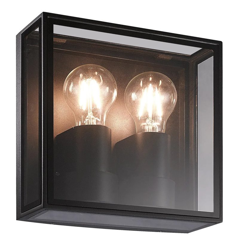 Fantasia Kelso outdoor wall light 2x E27 matte black aluminium IP65