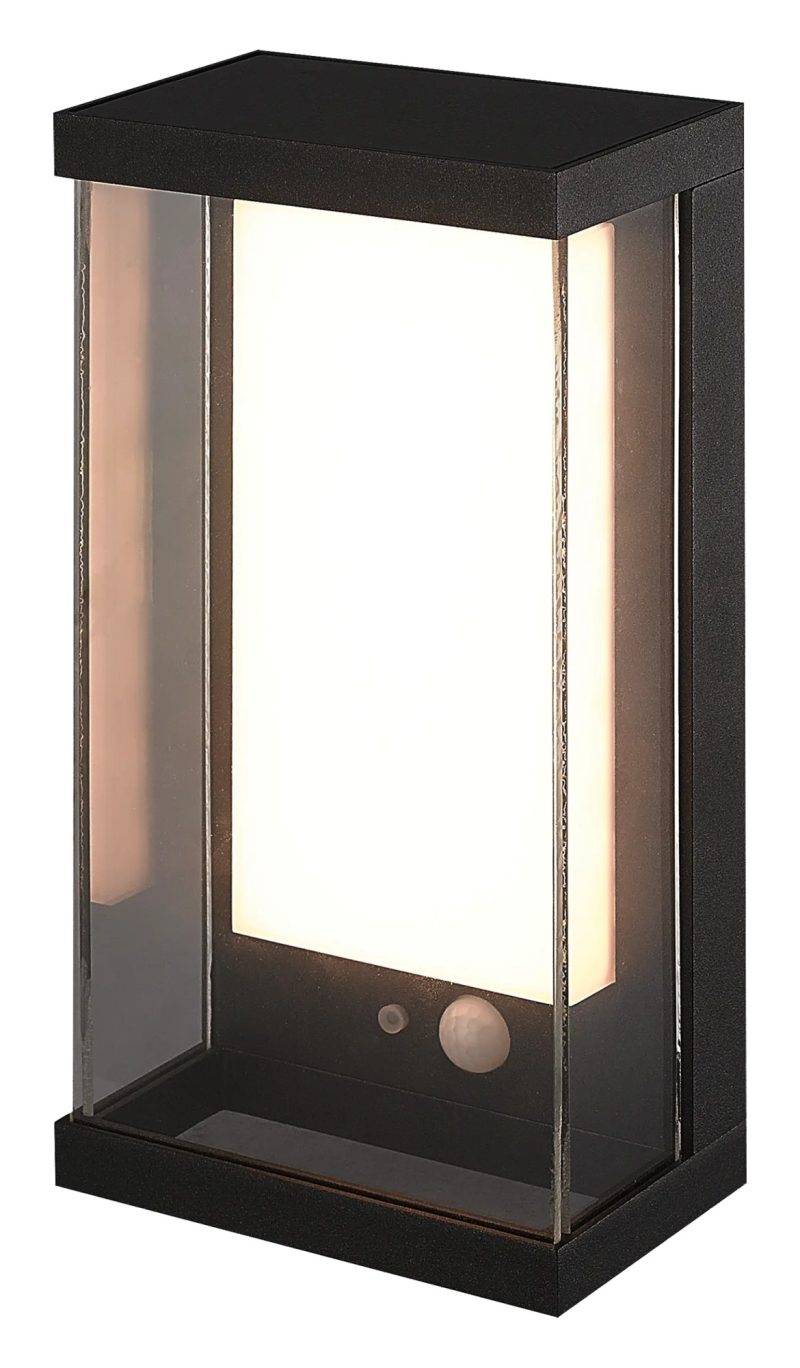 Fantasia Casar Solar-Außenwandleuchte mit Sensor, 2W LED 3000K, schwarz