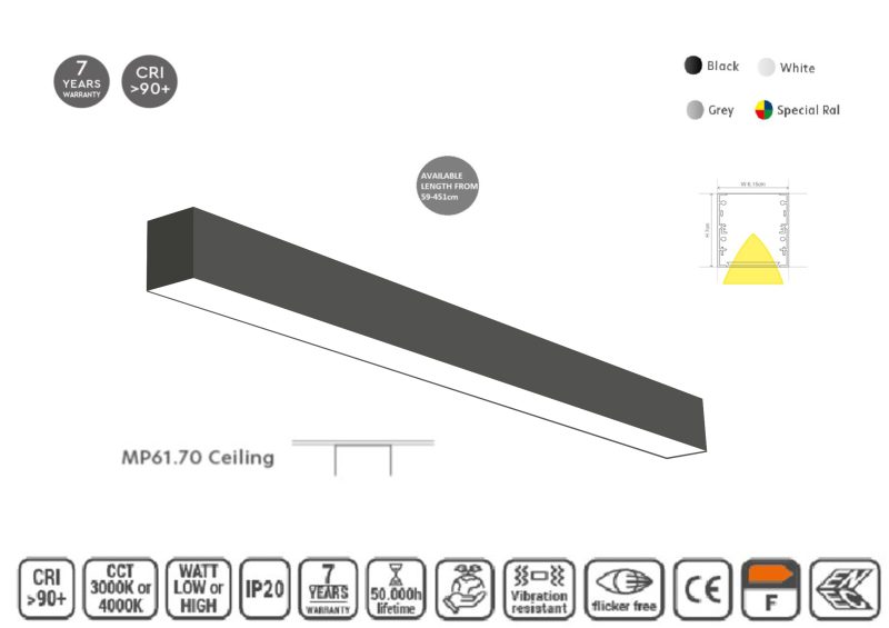 Masterlighting Homelighting MP61.70C-367-S-3-O-OF-BL 61.5x70mm 367cm