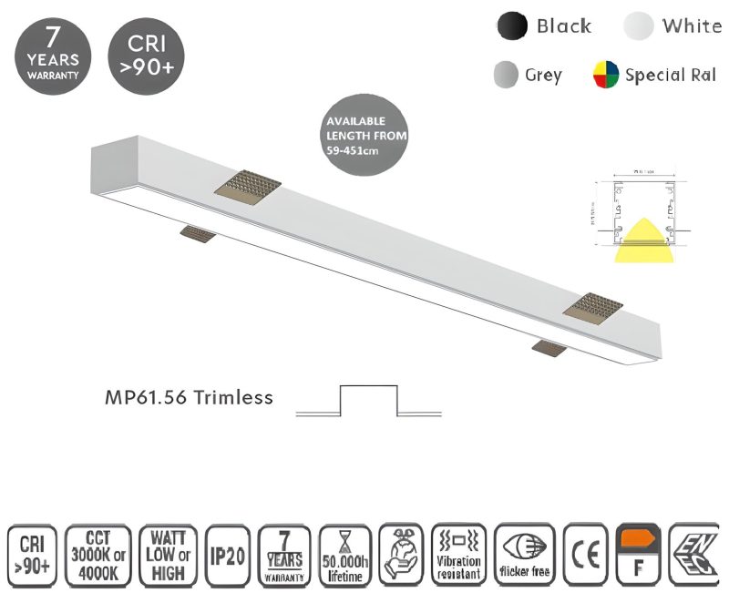 Masterlighting Homelighting MP61.56T-171-S-3-O-OF-WH 61.5x56mm 171cm