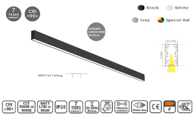 Masterlighting Homelighting MP27.56C-367-H-3-O-OF-BL 27.5x56mm 367cm
