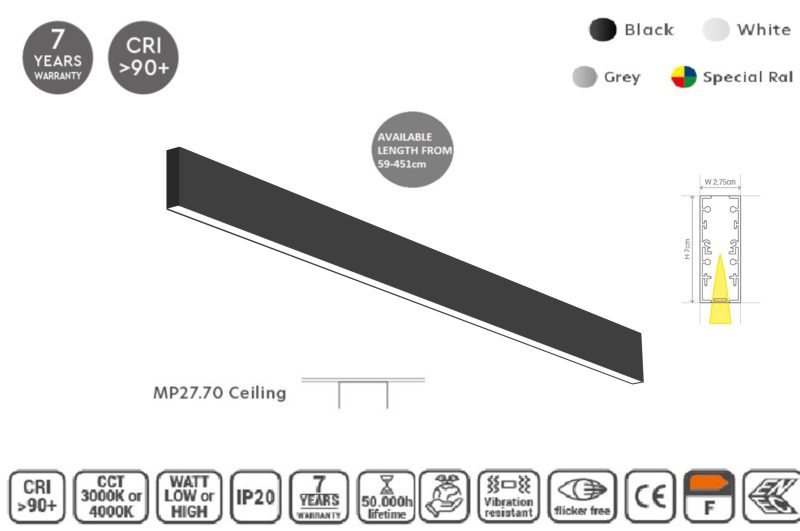 Masterlighting Homelighting MP27.70C-059-S-3-O-OF-BL 27.5x70mm 59cm
