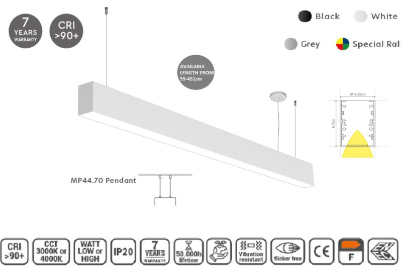 Masterlighting Homelighting MP44.70P-367-S-3-O-OF-WH 44.5x70mm 367cm