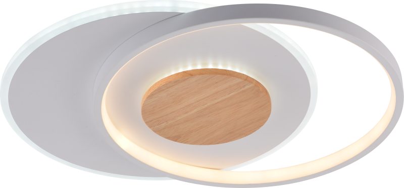 Optonica LED Deckenlampe CCT 54W Weiß+Holz Dimmbar + Fernbedienung