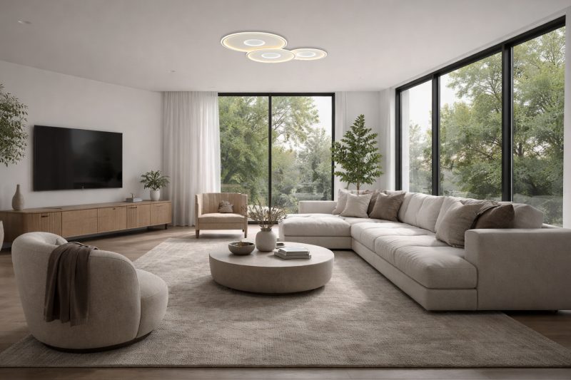 Optonica LED Ceiling Lamp 106W Sand White
