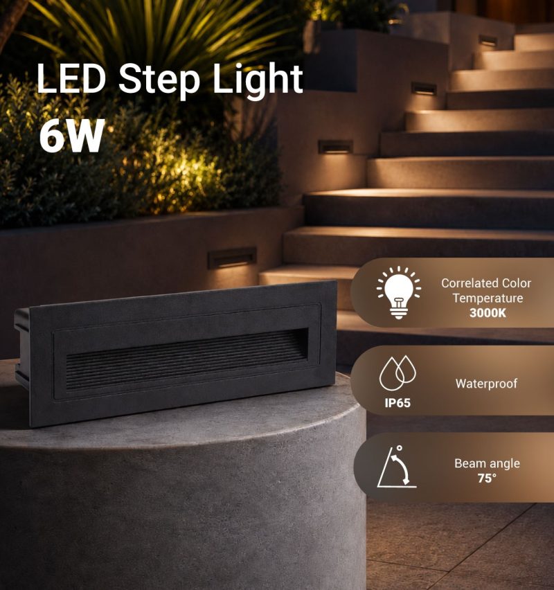 Optonica LED Step Light Rectangular Black