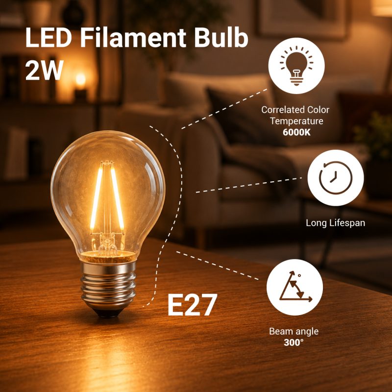 Optonica LED Filament Bulb E27 G45