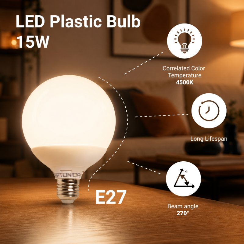 Optonica LED Plastic Bulb G120 E27