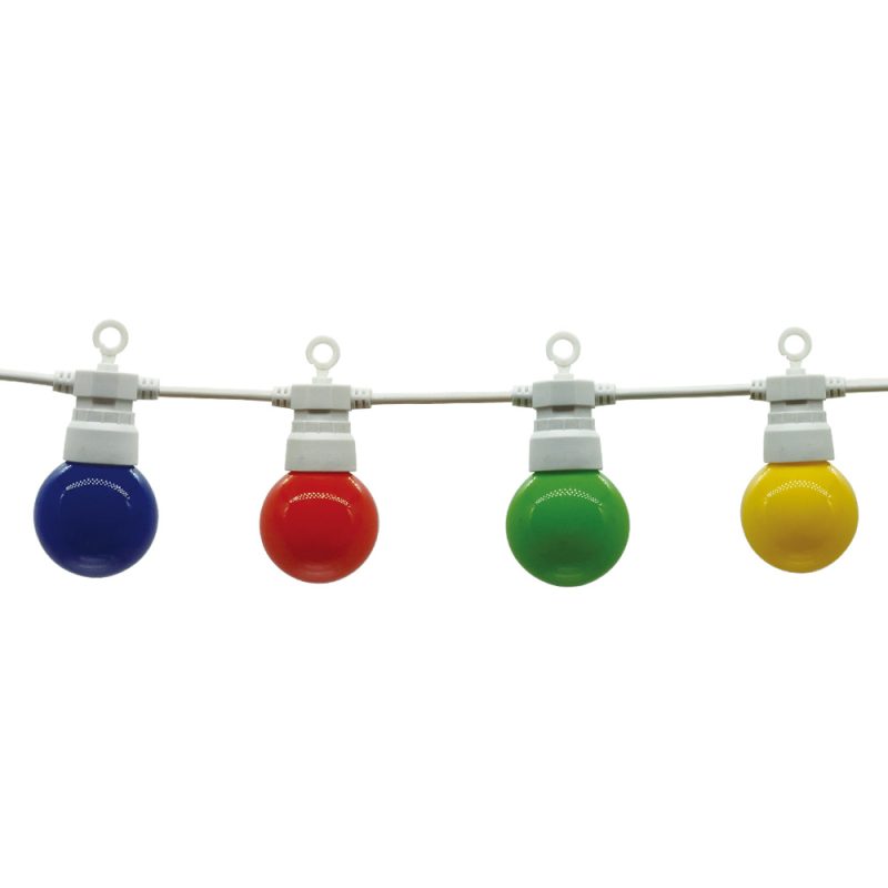 Optonica White Outdoor String Light Colorful Bulbs 10pc 5M + 3M Cable