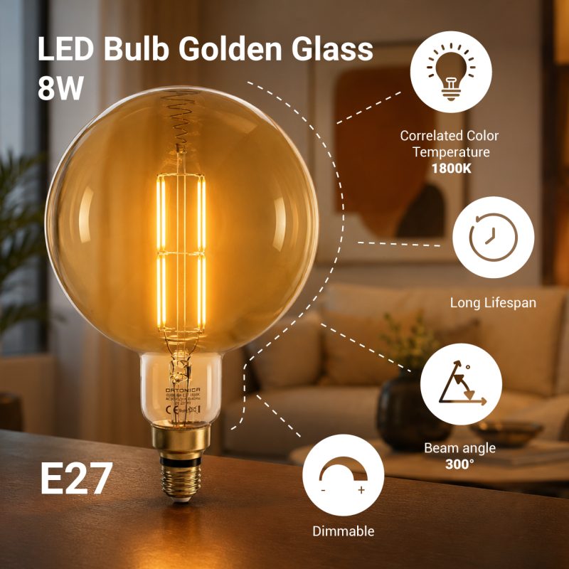 Optonica LED Bulb E27 G200 Golden Glass Dimmable